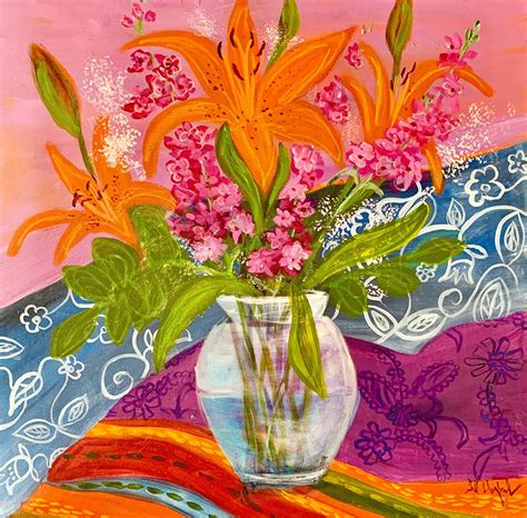 Daily Painters Abstract Gallery Tiger Lilies Expressive Still Life