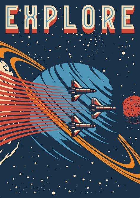 EXPLORE - Retro Space Travel Poster | Space travel posters, Retro space