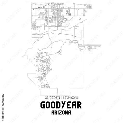 Goodyear Arizona Us Street Map With Black And White Lines Stock