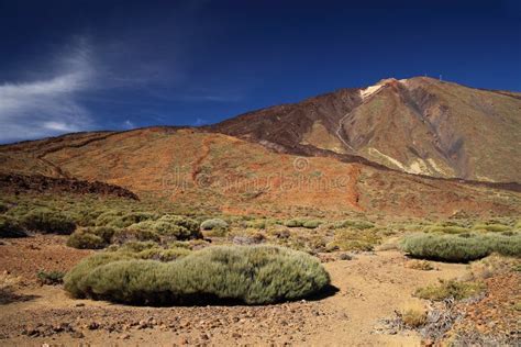 Teide Mountain And Rock Formation Tenerife Volcano Stock Image