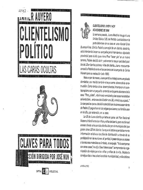 Auyero Javier 2004 Clientelismo Político Las Caras Ocultas Pdf