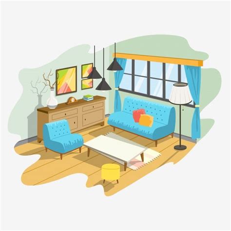 Cozy Living Room Vector Hd Images Illustration Of A Cartoon Interior
