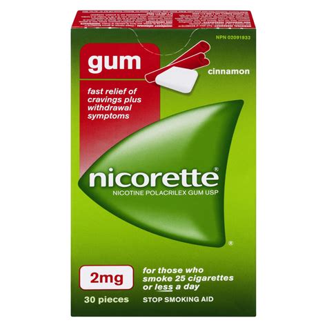 nicorette nicotine gum quit smoking aid cinnamon 2mg walmart canada