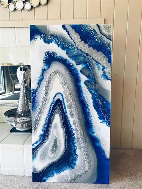 Crystal Geode Resin Glass Quartz Painting Agate Abstract Modern Custom