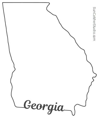 Georgia - Map Outline, Printable State, Shape, Stencil, Pattern | Georgia outline, Map outline ...