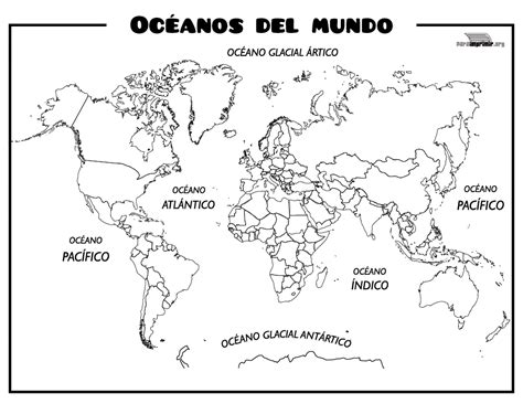 Mapa De Continentes Y Oceanos Para Imprimir Estudiar