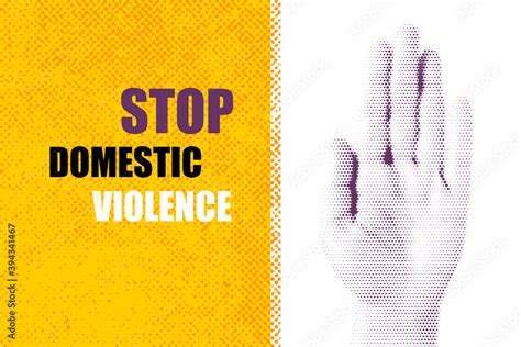 Domestic Violence Pop Art Banner On Yellow Background Abstract