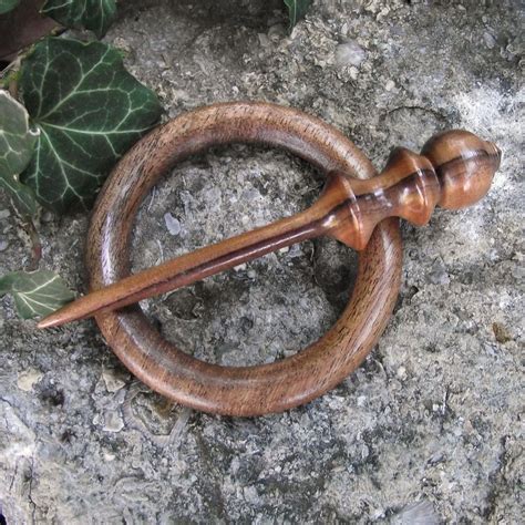 Wood Shawl Pin Set Hand Turned From Black And White Ebony Wood With