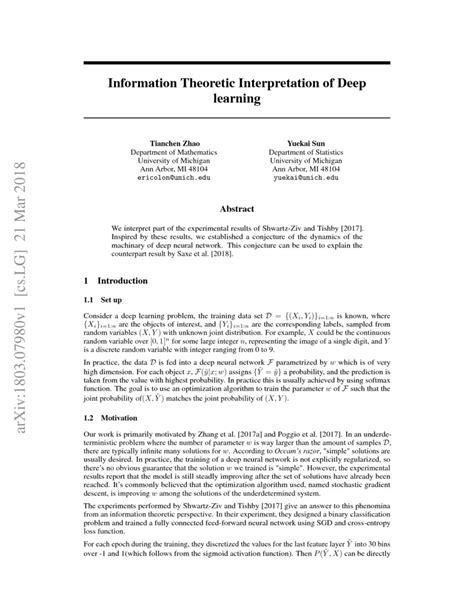 Information Theoretic Interpretation Of Deep Learning DeepAI