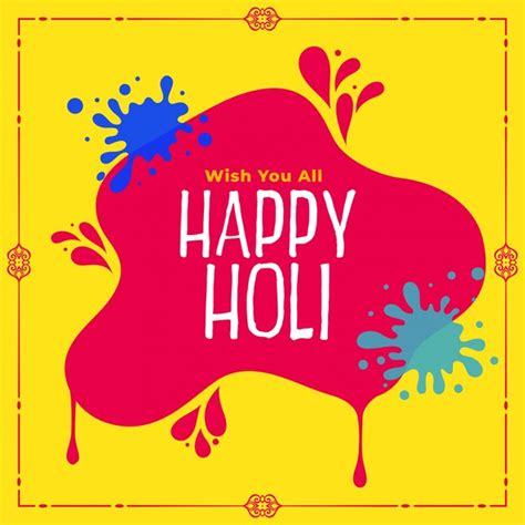 Free Vector Happy Holi Festival Wishes Greeting Card