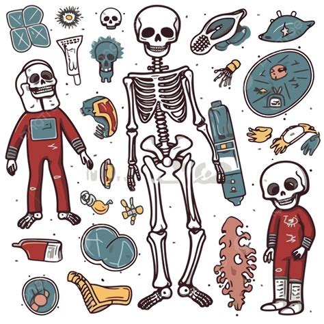 Human Anatomy Vector Sticker Clipart Cartoon Set Of Atomic Specimens