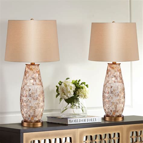 Regency Hill Cottage Table Lamps High Set Of Mother Of Pearl