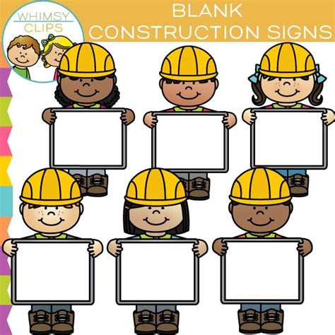 Builders With Blank Signs Clip Art Construction Signs Clip Art