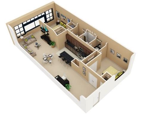 50 Plans 3d Dappartement Avec 2 Chambres Plan Maison 3d Plan Maison
