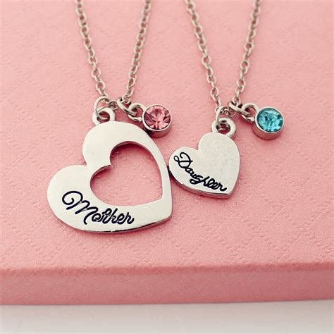 personalized birthstone necklace mother daughter necklaces etsy