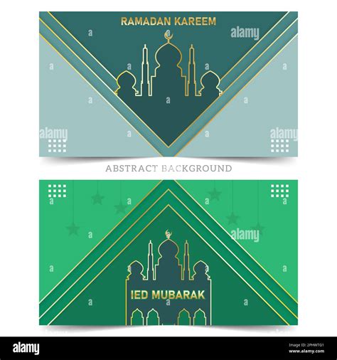 Happy Ramadan Kareem Background Vector With Green Color Happy Eid