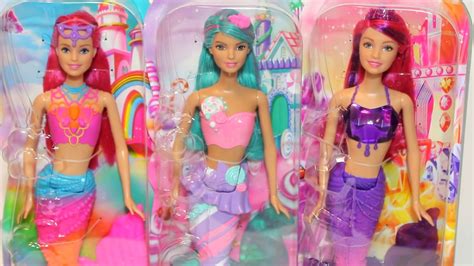 barbie mermaid dolls candy gem and rainbow doll review youtube