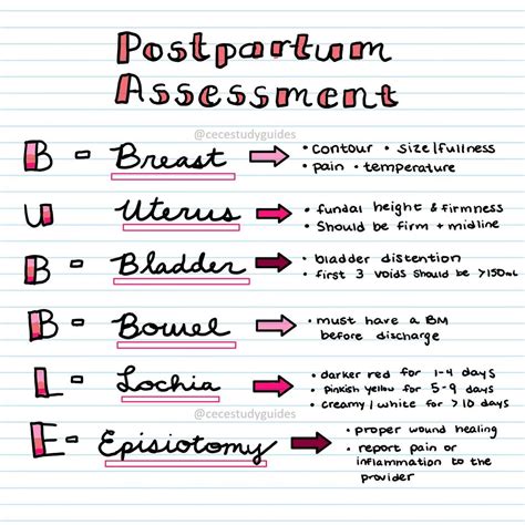 Postpartum Assessment Nurse Study Notes Medical School Inspiration