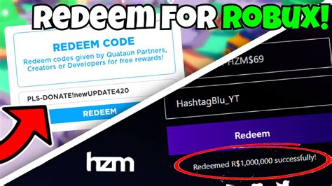 you can now redeem hazem s free robux codes in pls donate roblox youtube