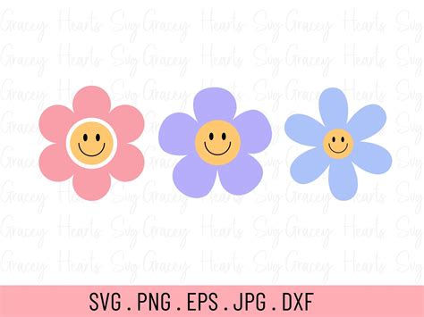 Flower Icons Flower Svg Star Flower Pink Canvas Art Smily Face