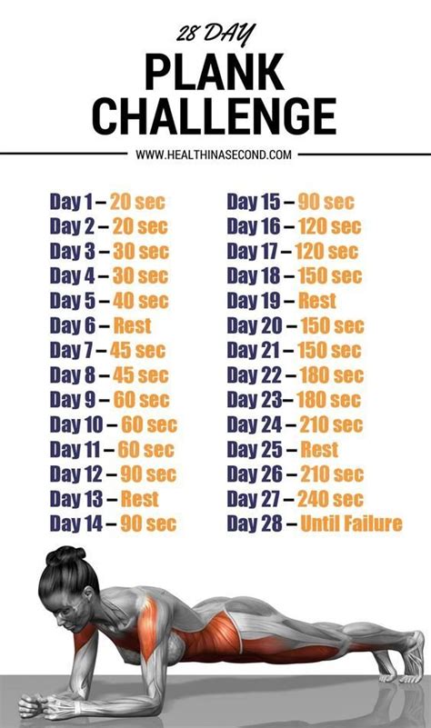 30 Day Plank Chart Free Calendar Template