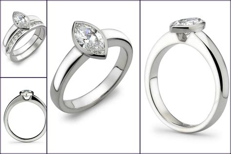 18ct White Gold Rub Over Set Bespoke Diamond Engagement Ring Bespoke