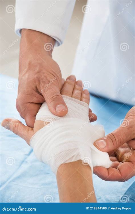 Person Wrapping Bandage To Patient Stock Photo Image Of Gypsum