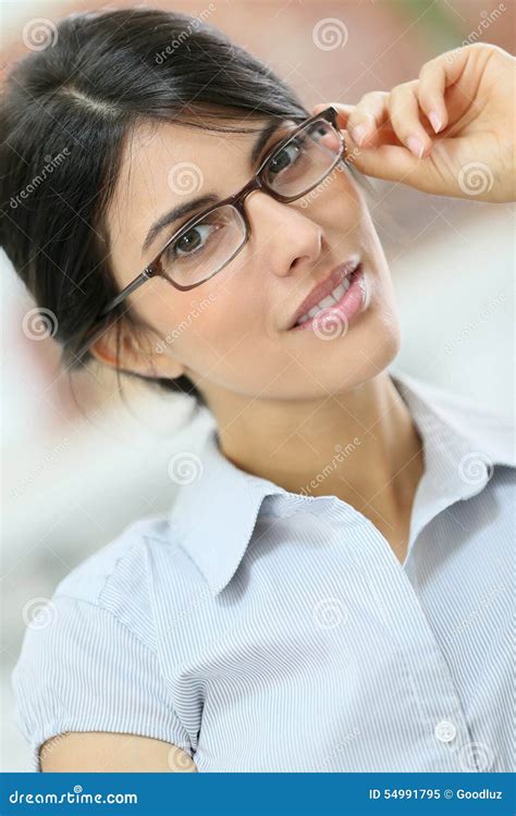 Elegant Smart Woman Wearing Eyeglasses Stock Image Image Of Optical