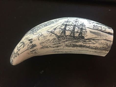 Scrimshaw Sperm Whale Tooth Resin Reproduction Nassau 1835 8 Around