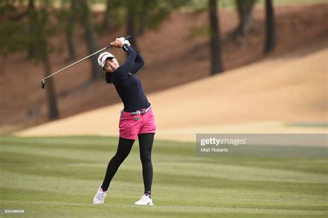 Momoka Miura Of Japan Plays Her Second Shot On The 1st Hole During
