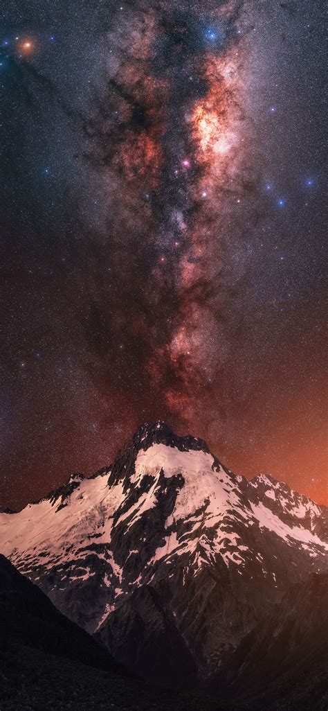 1125x2436 Mountains Resting Under A Canopy Of Stars 10k Iphone Xs