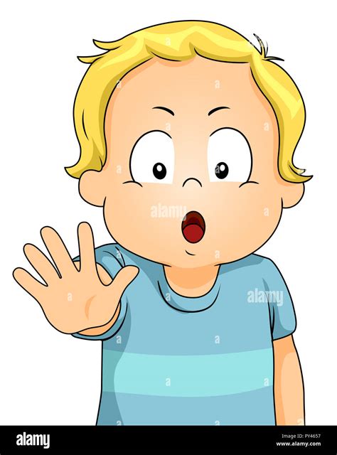 Illustration Of A Kid Boy Toddler Saying Stop And Showing Five Fingers