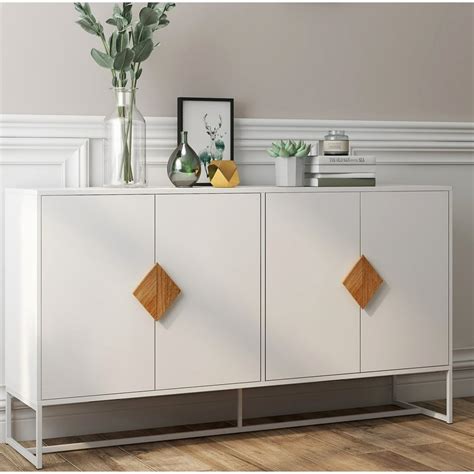 Astarth Storage Sideboard Cabinet White Modern 4 Doors Kitchen Buffet