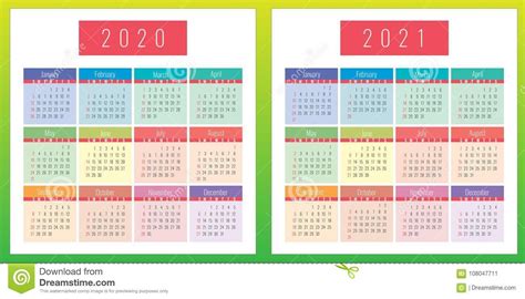 Liturgical colours are those specific colours used for vestments and hangings within the context of christian liturgy. Color Calendar Set 2020 And 2021 Years Stock Illustration ...