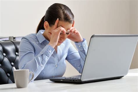 Woman Depressed At Work Stock Photo Image Of Depressed 49134314