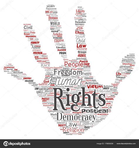 Conceptual Human Rights Hand Print Stamp Word Cloud ...