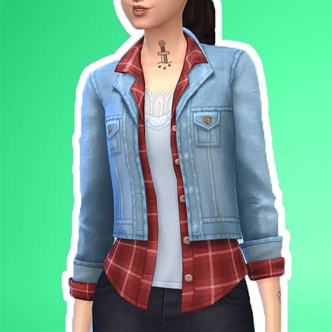 Maxis Match Cc For The Sims 4 Imtater Cks Denim Jacket Recolor For Base Game