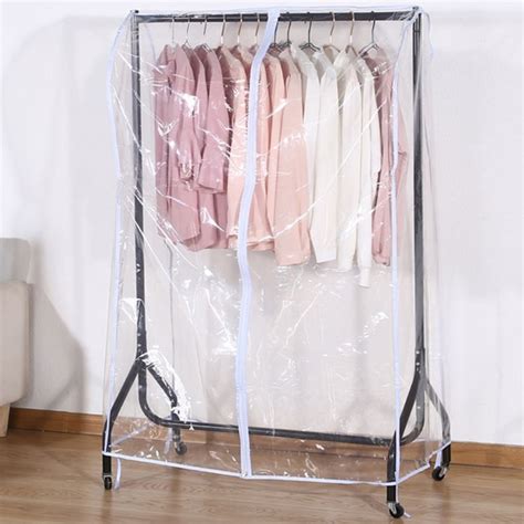 Clear Waterproof Dustproof Zip Clothes Rail Cover Clothing Rack Cover