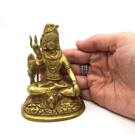 Brass Hindu God Lord Shiva Siva Holding Trishul Statue 4 Handcrafted Lord Shiva Statue Trishul