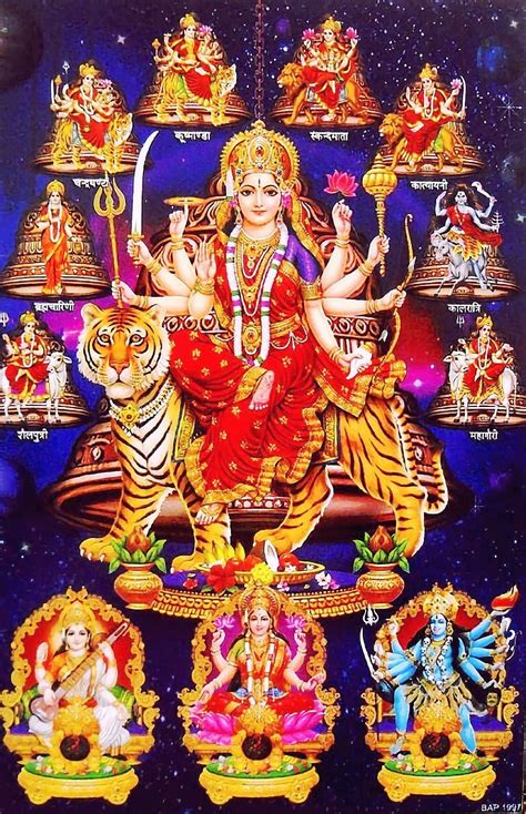 Navdurga And Saraswati Lakshmi Kali Durga Maa Navratri Saraswati