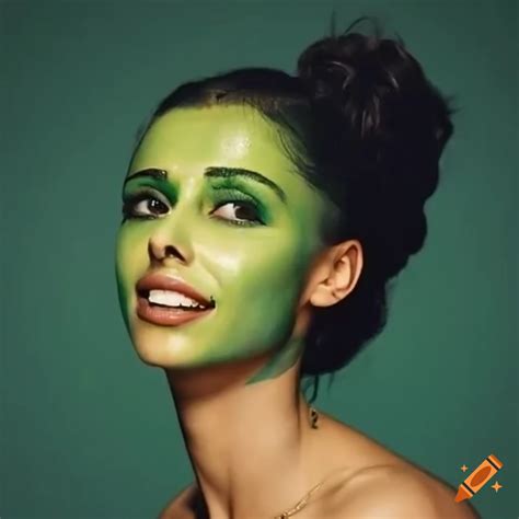 Naomi Scott Posing Powerfully With Green Face Paint On Craiyon