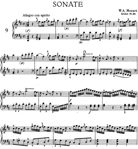 Вольфганг Амадей Моцарт - Соната №9 ноты для фортепиано скачать ...