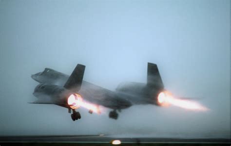 Sr 71 Taking Off With Full Afterburners On During A Foggy Day At Osan