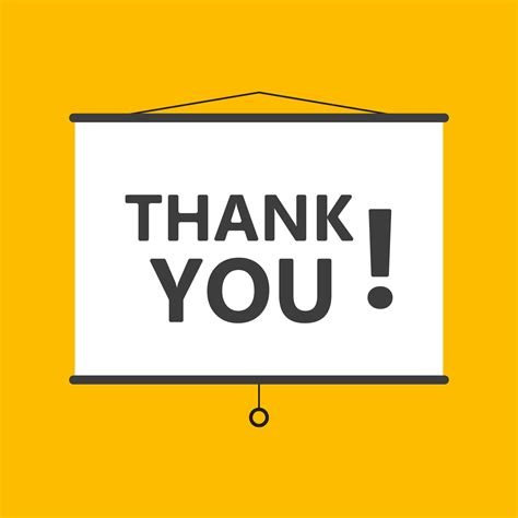Thank You Hanging Presentation Screen Sign On Yellow Background For