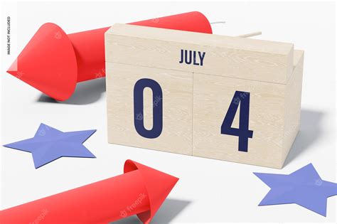 Premium Psd 4th Of July Cubes Calendar Mockup Perspective