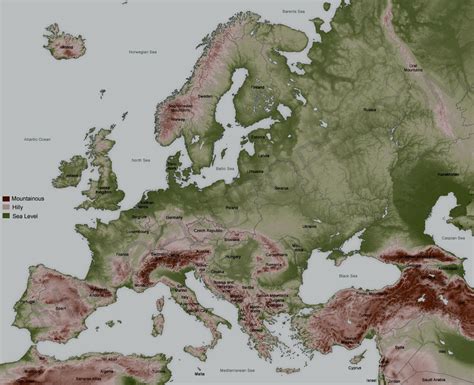 Large Detailed Relief Map Of Europe Europe Mapslex World Maps Porn