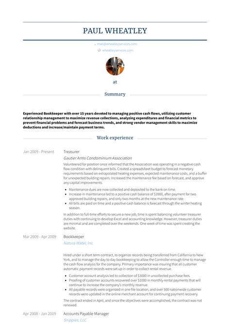 A motivational figure around my team, i have always believed. Treasurer - Resume Samples and Templates | VisualCV