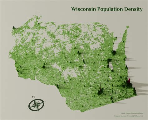 A Population Density Map Of Wisconsin Rwisconsin