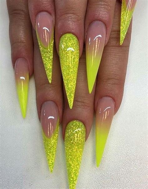 Highlighter Nails Yellow Nails Design Acrylic Nail Designs Stiletto