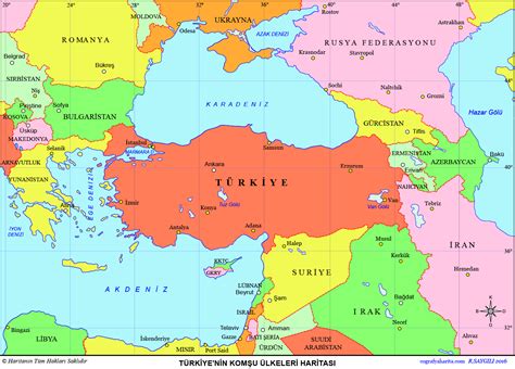 Türkiye ve Çevresindeki Ülkeler Haritası Sosyal Bilgiler